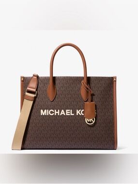 MICHAEL KORS Brown Logo Mirella Tote  Crossbody Shoulder Bag